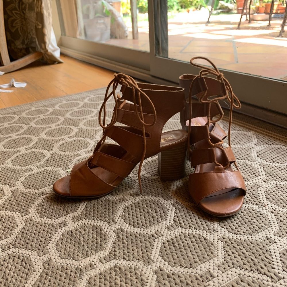 Brown lace up heels